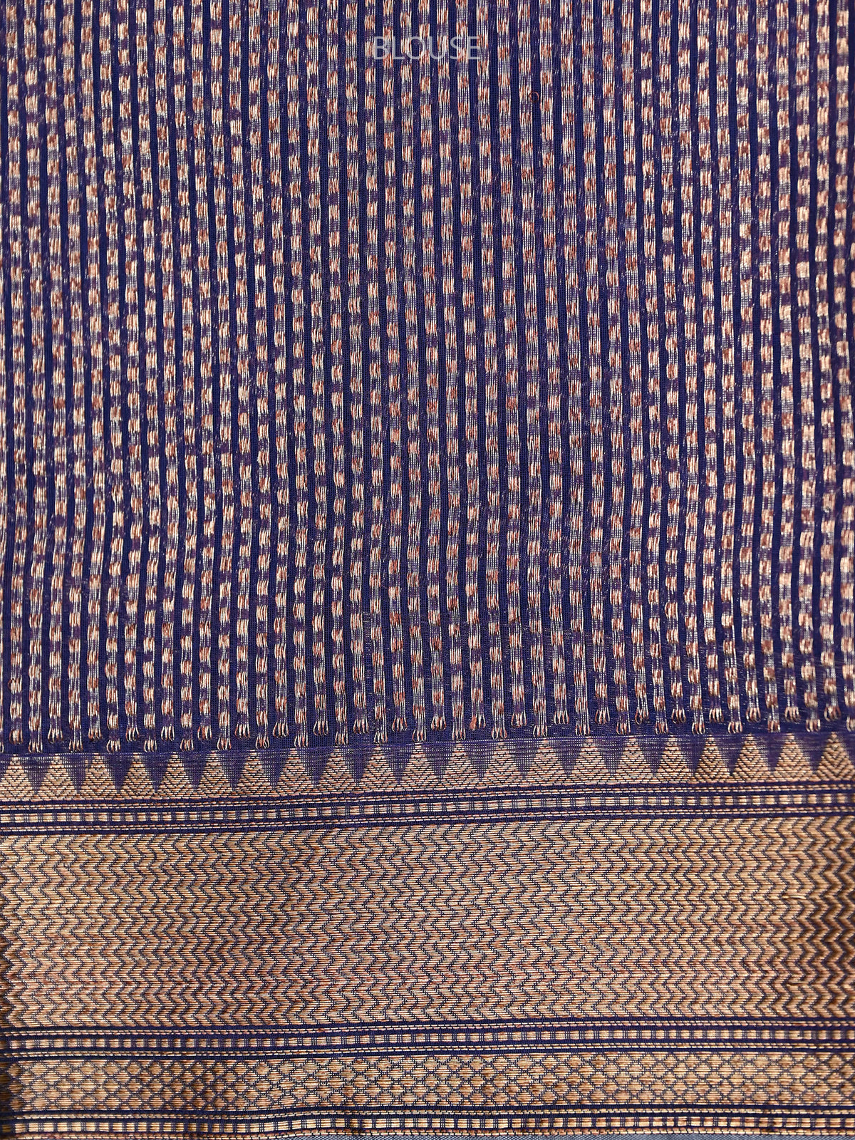 Navy Blue Boota Chanderi Silk Handloom Banarasi Saree - Sacred Weaves