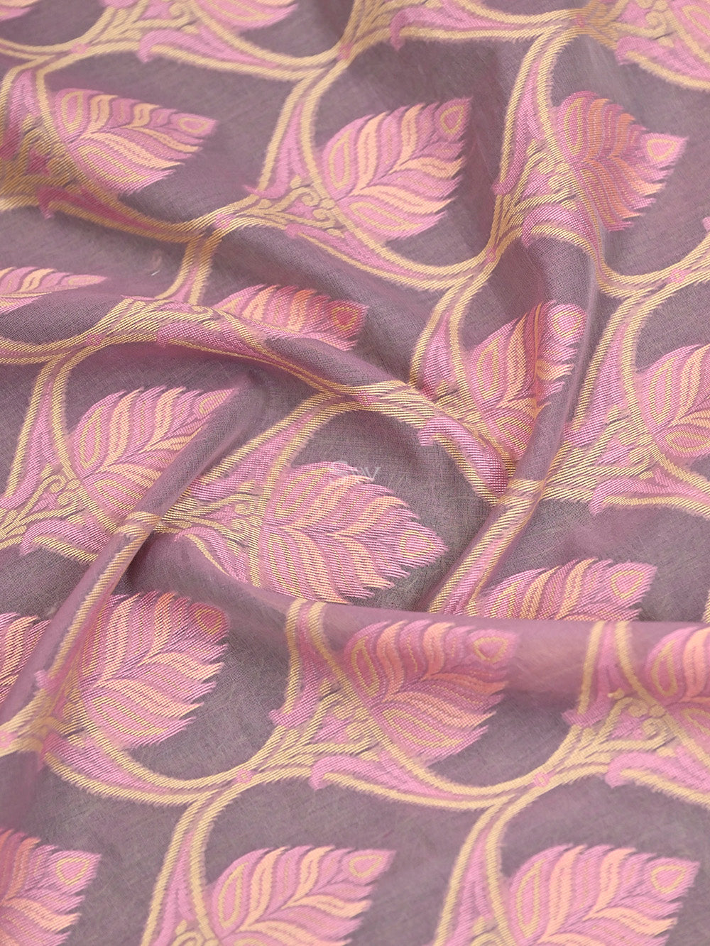 Mauve Jaal Cotton Silk Handloom Banarasi Saree - Sacred Weaves