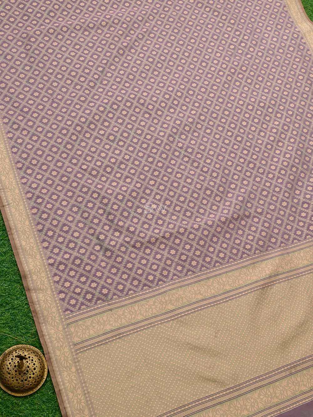 Mauve Jaal Cotton Silk Handloom Banarasi Saree - Sacred Weaves
