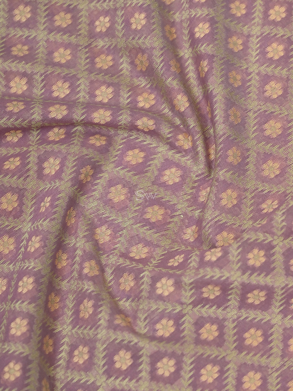 Mauve Jaal Cotton Silk Handloom Banarasi Saree - Sacred Weaves