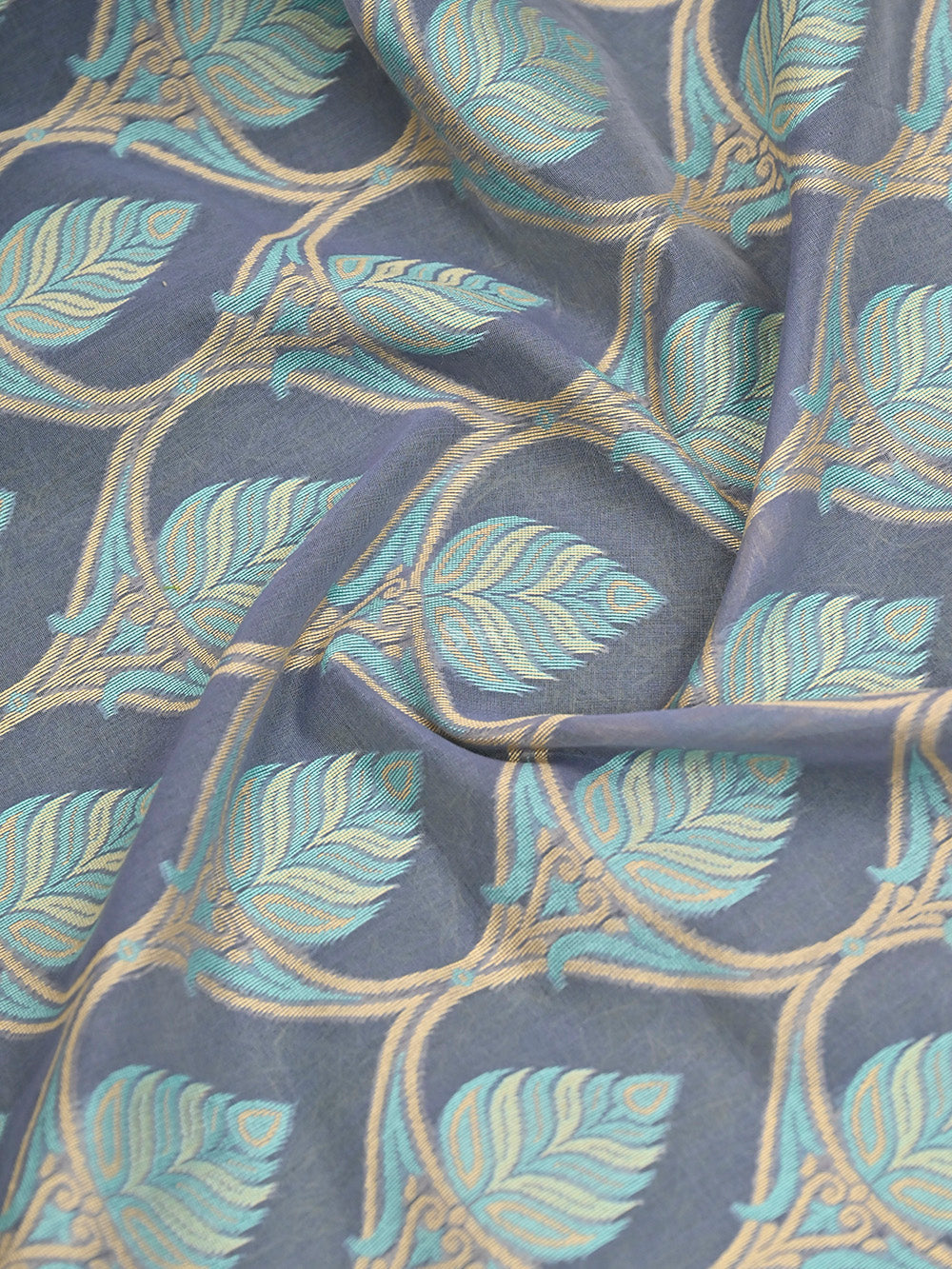 Grey Jaal Cotton Silk Handloom Banarasi Saree - Sacred Weaves