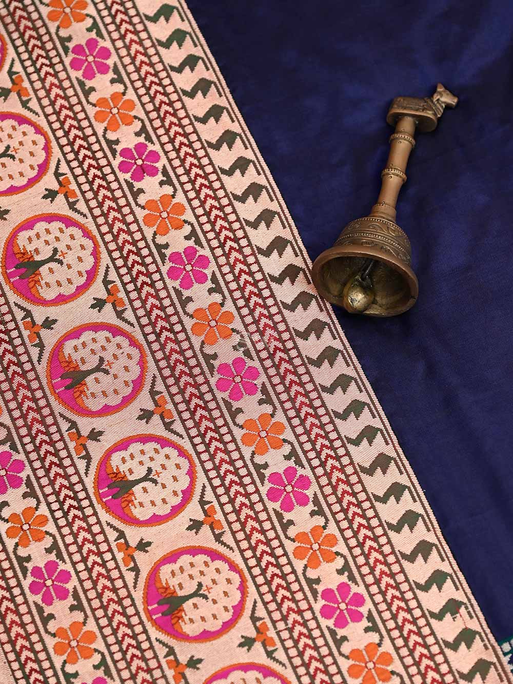 Inky Blue Paithani Katan Silk Handloom Banarasi Saree - Sacred Weaves