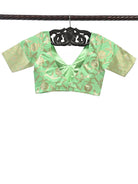 Pista Green Uppada Silk Banarasi Ready-Made Blouse - Sacred Weaves