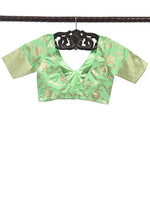 Pista Green Uppada Silk Banarasi Ready-Made Blouse - Sacred Weaves