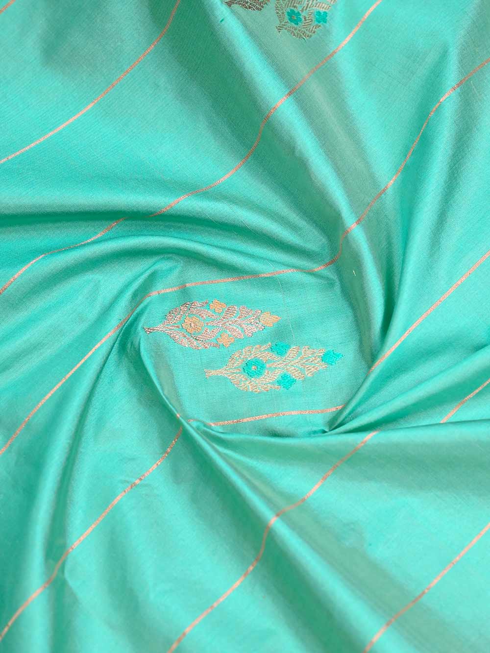 Sea Green Meenakari Katan Silk Handloom Banarasi Saree - Sacred Weaves
