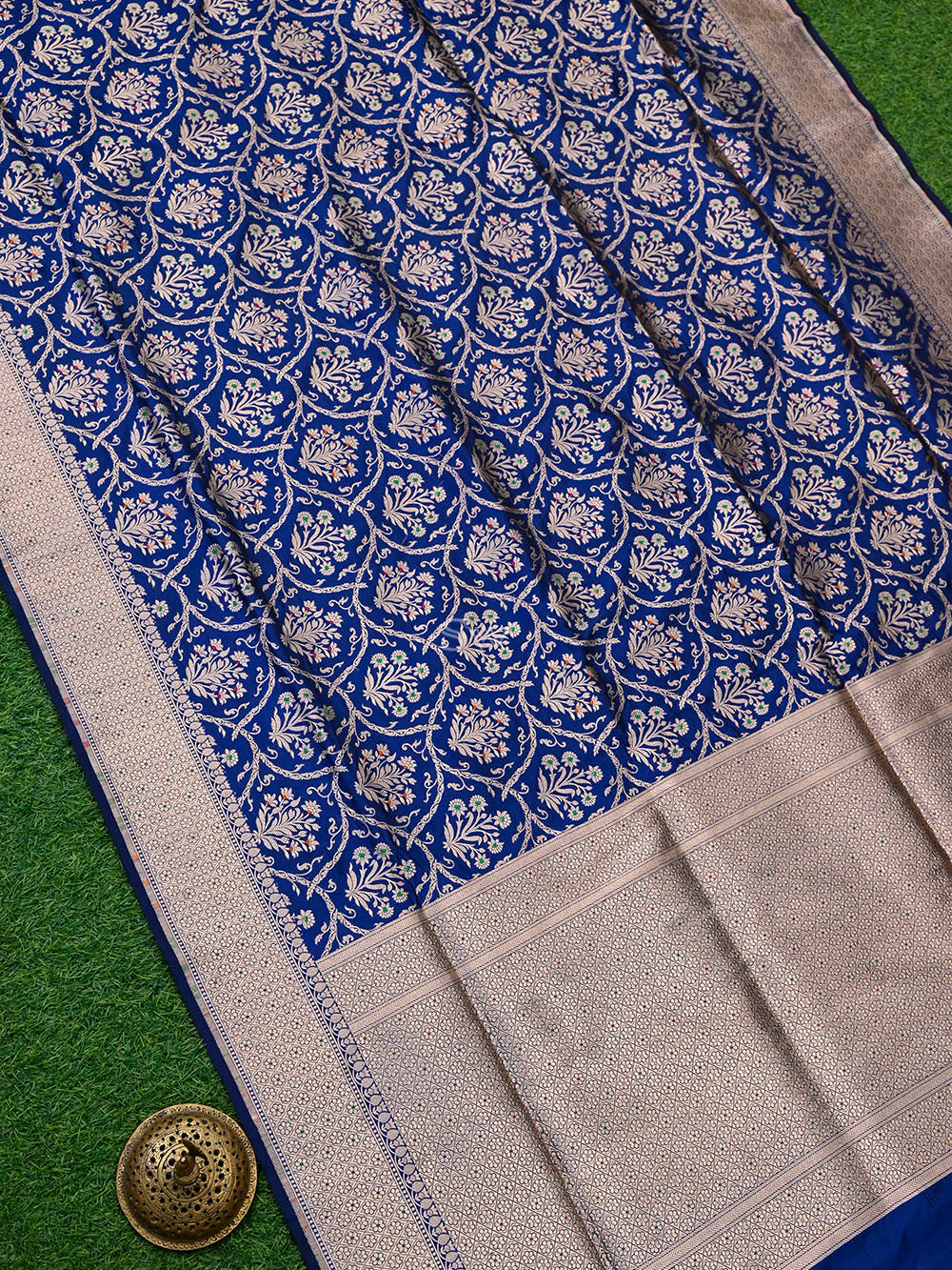 Blue Meenakari Uppada Katan Silk Handloom Banarasi Saree - Gift Box - Sacred Weaves