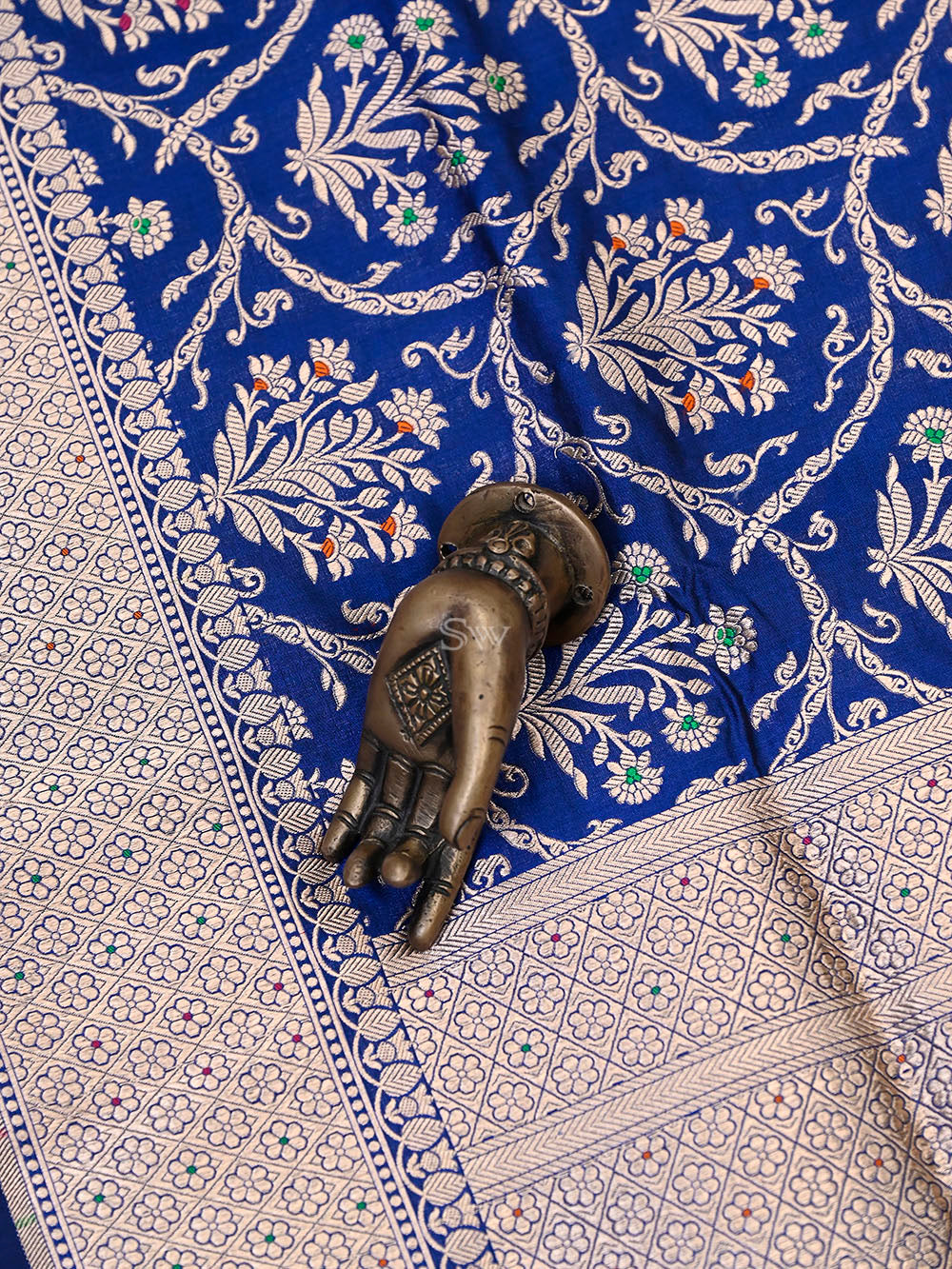 Blue Meenakari Uppada Katan Silk Handloom Banarasi Saree - Gift Box - Sacred Weaves