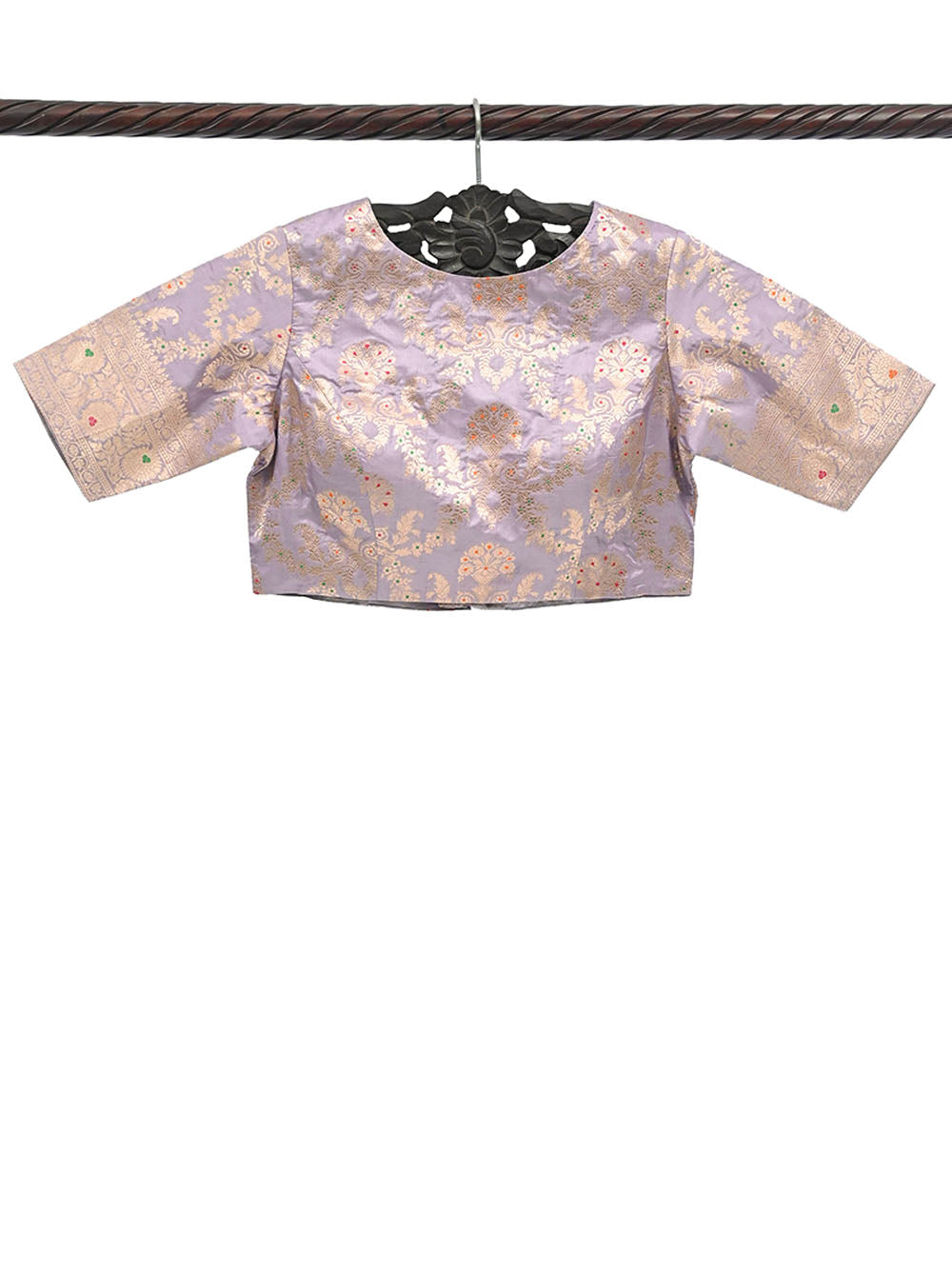 Pastel Purple Meenakari Uppada Silk Banarasi Ready-Made Blouse