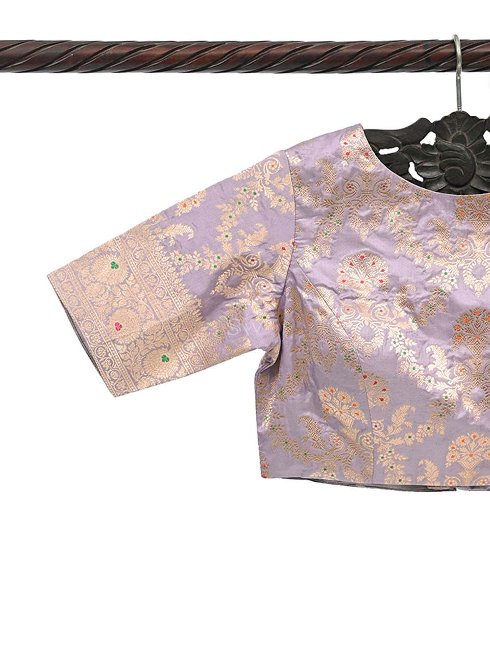 Pastel Purple Meenakari Uppada Silk Banarasi Ready-Made Blouse