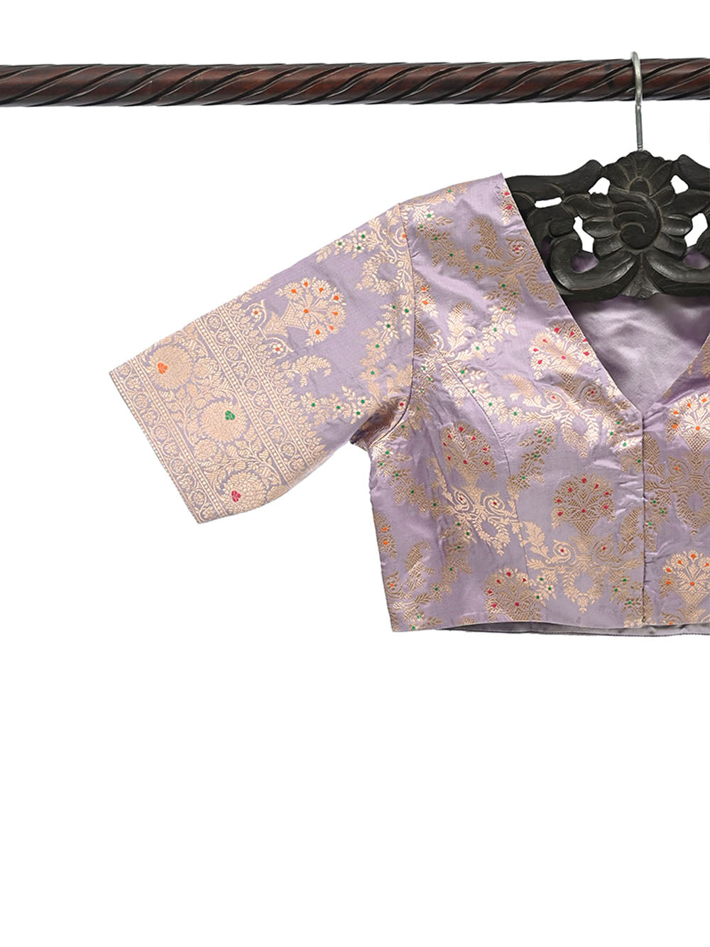 Pastel Purple Meenakari Uppada Silk Banarasi Ready-Made Blouse - Sacred Weaves
