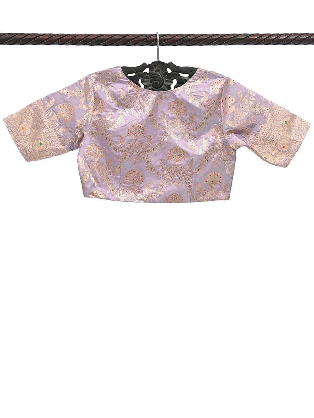 Pastel Purple Meenakari Uppada Silk Banarasi Ready-Made Blouse - Sacred Weaves