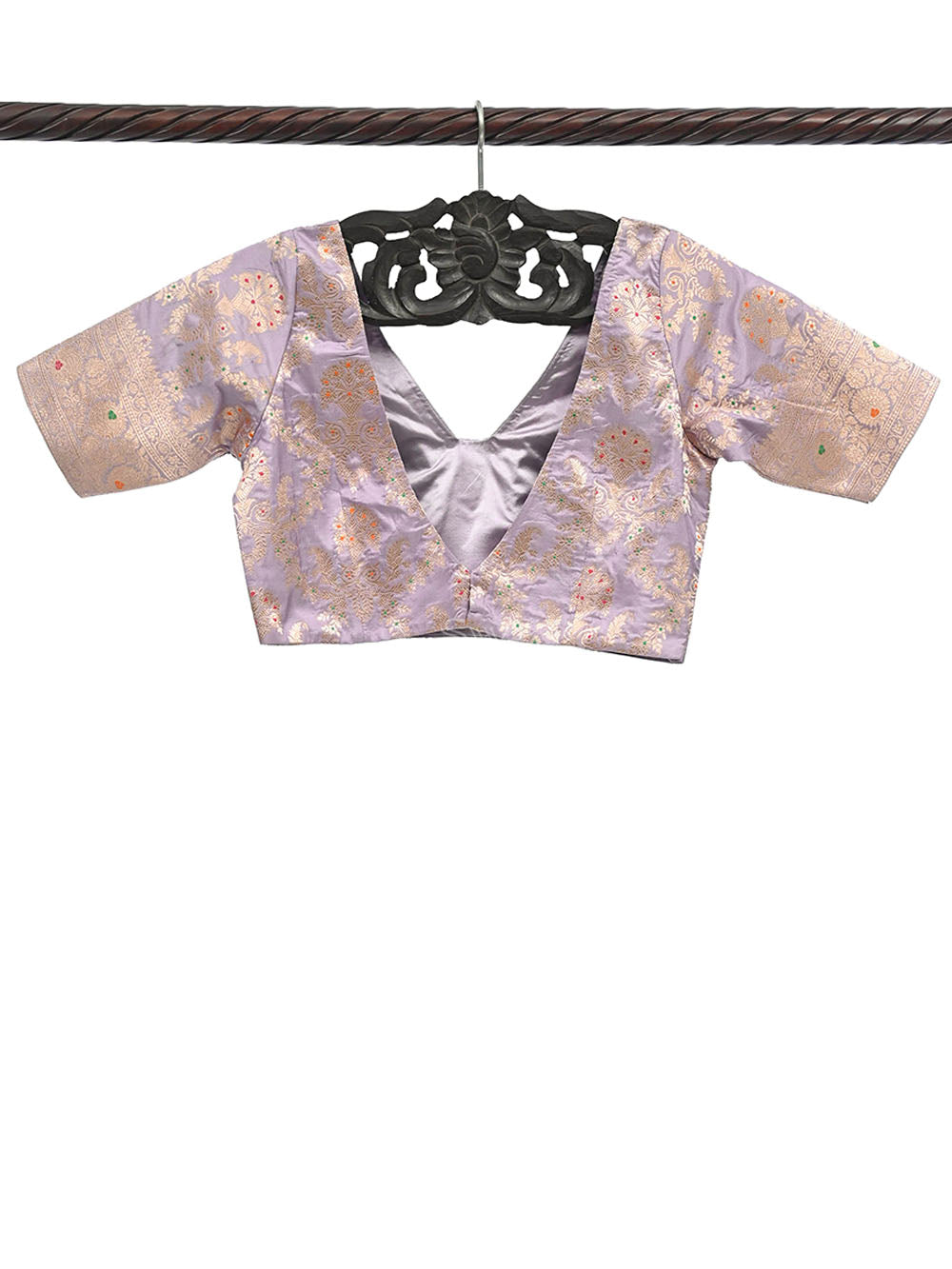 Pastel Purple Meenakari Uppada Silk Banarasi Ready-Made Blouse - Sacred Weaves