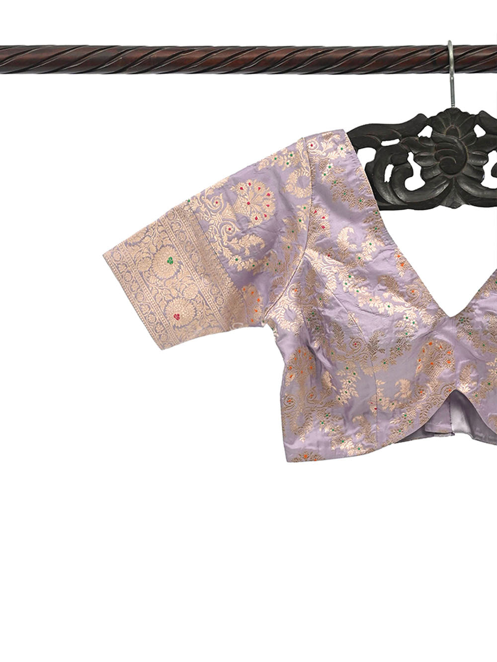 Pastel Purple Meenakari Uppada Silk Banarasi Ready-Made Blouse - Sacred Weaves