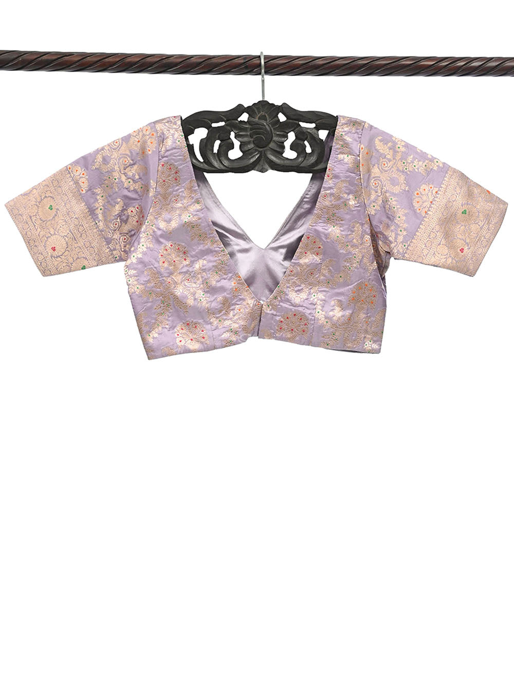 Pastel Purple Meenakari Uppada Silk Banarasi Ready-Made Blouse - Sacred Weaves