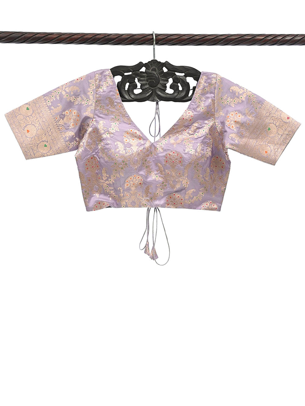 Pastel Purple Meenakari Uppada Silk Banarasi Ready-Made Blouse - Sacred Weaves