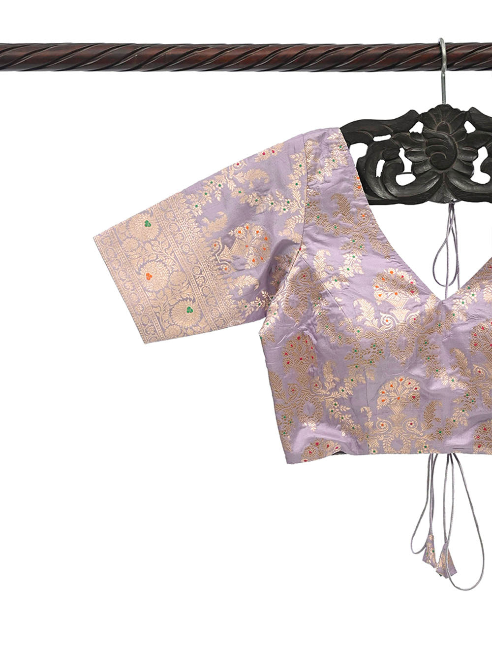 Pastel Purple Meenakari Uppada Silk Banarasi Ready-Made Blouse - Sacred Weaves