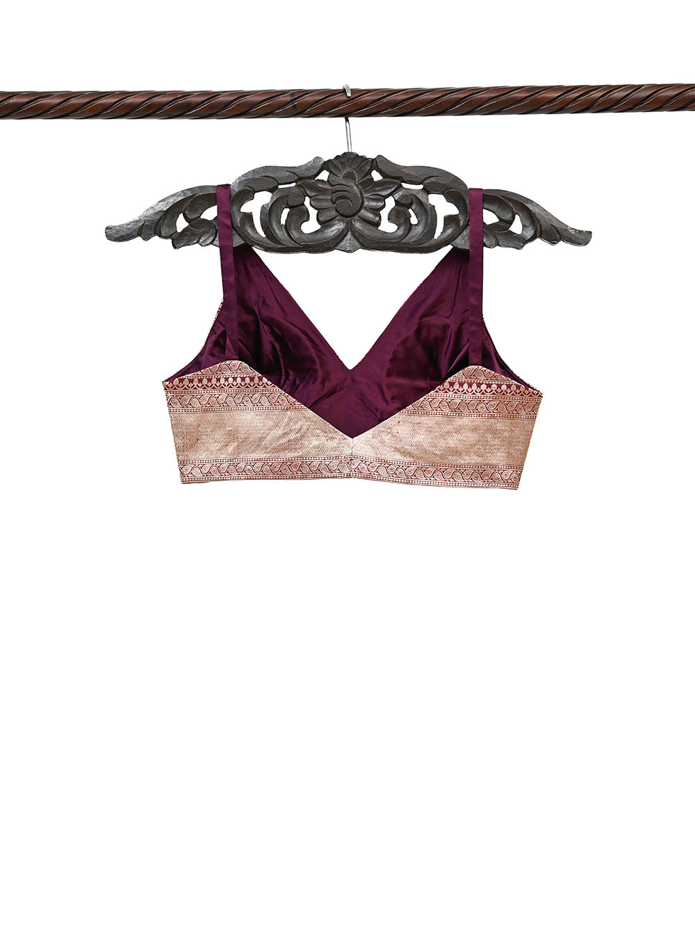 Wine Meenakari Uppada Silk Banarasi Ready-Made Blouse - Sacred Weaves