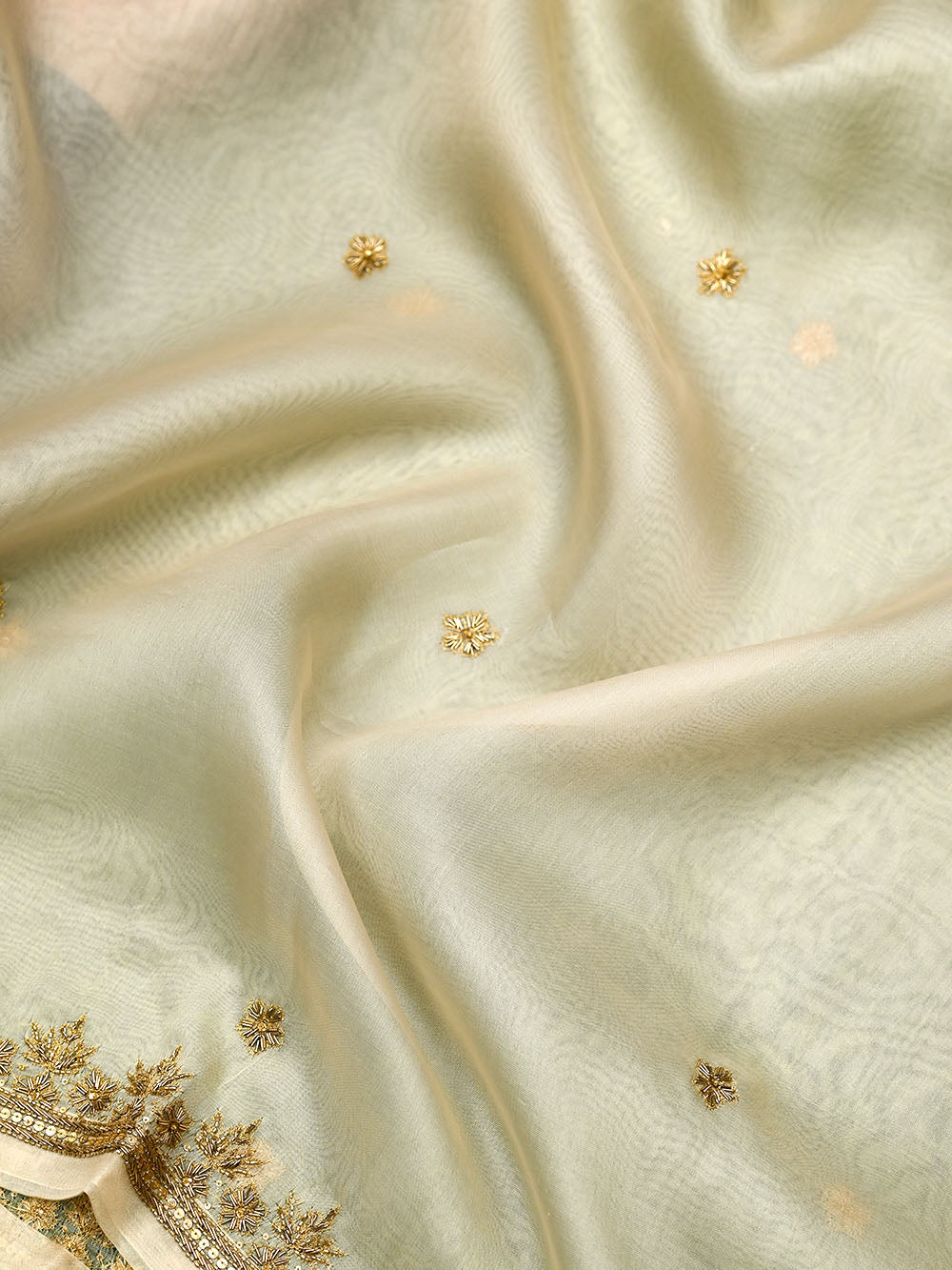 Beige Meenakari Silk Handloom Banarasi Lehenga
