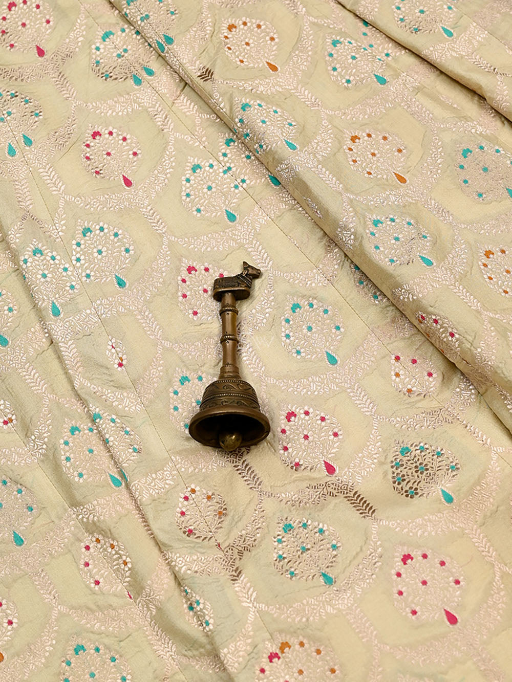 Beige Meenakari Silk Handloom Banarasi Lehenga