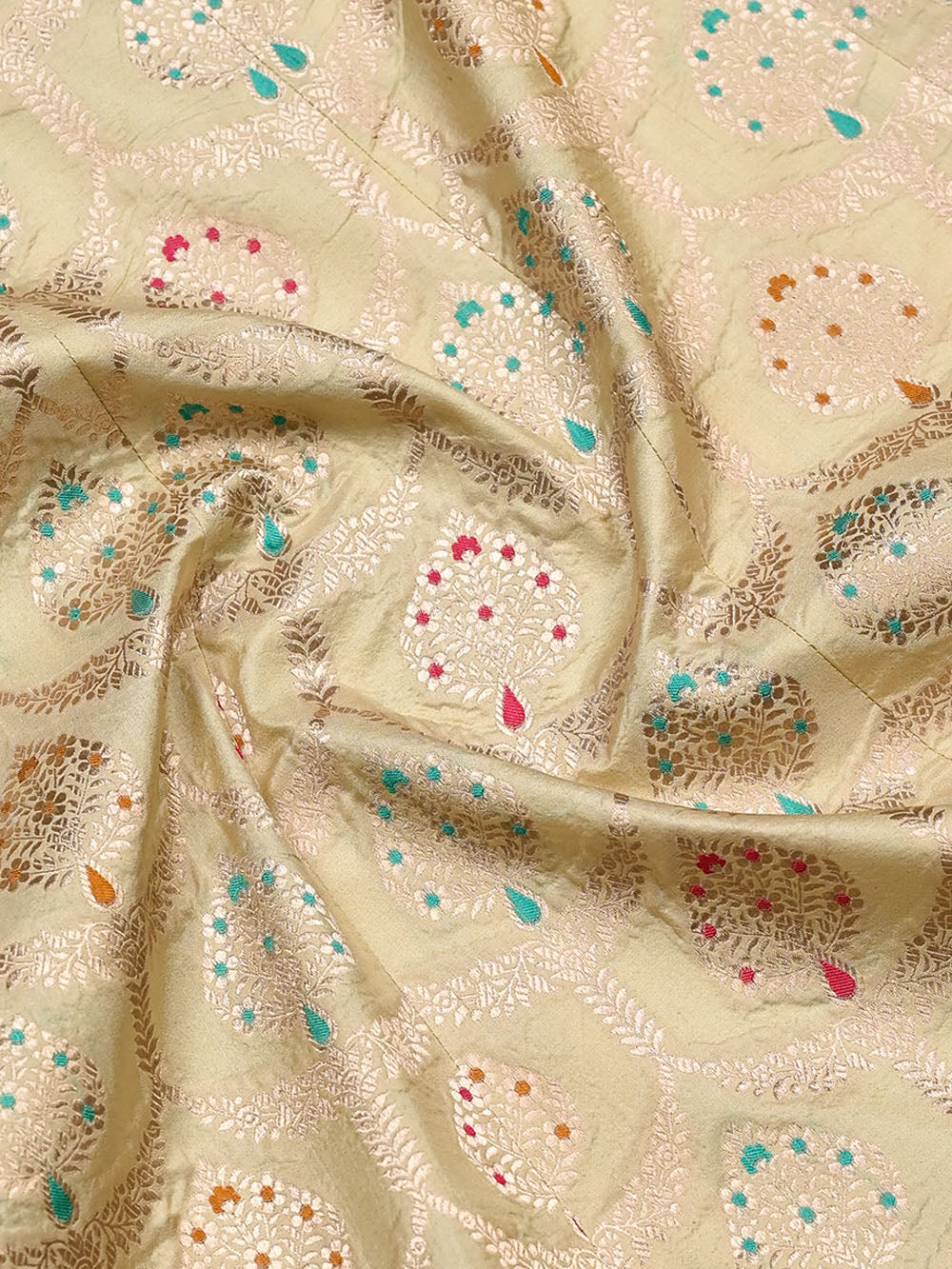 Beige Meenakari Silk Handloom Banarasi Lehenga