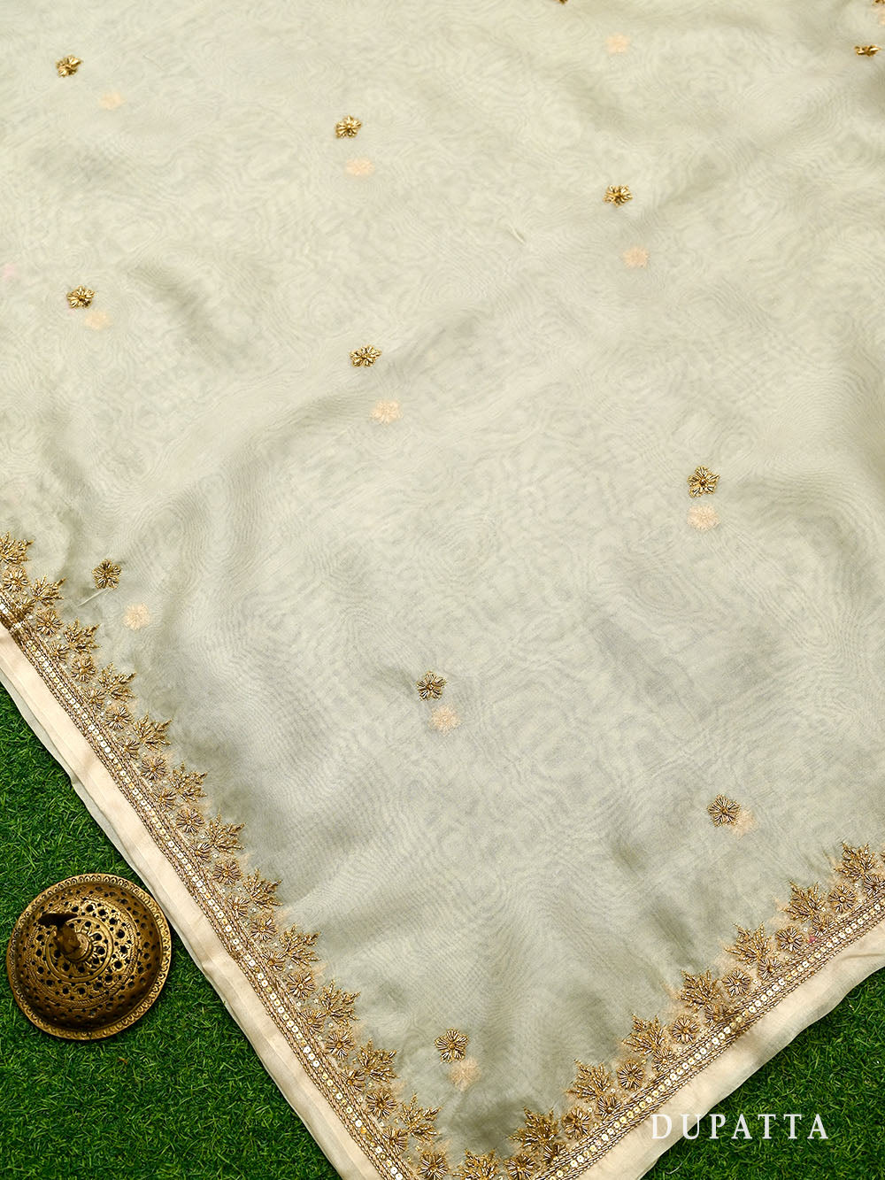Beige Meenakari Silk Handloom Banarasi Lehenga