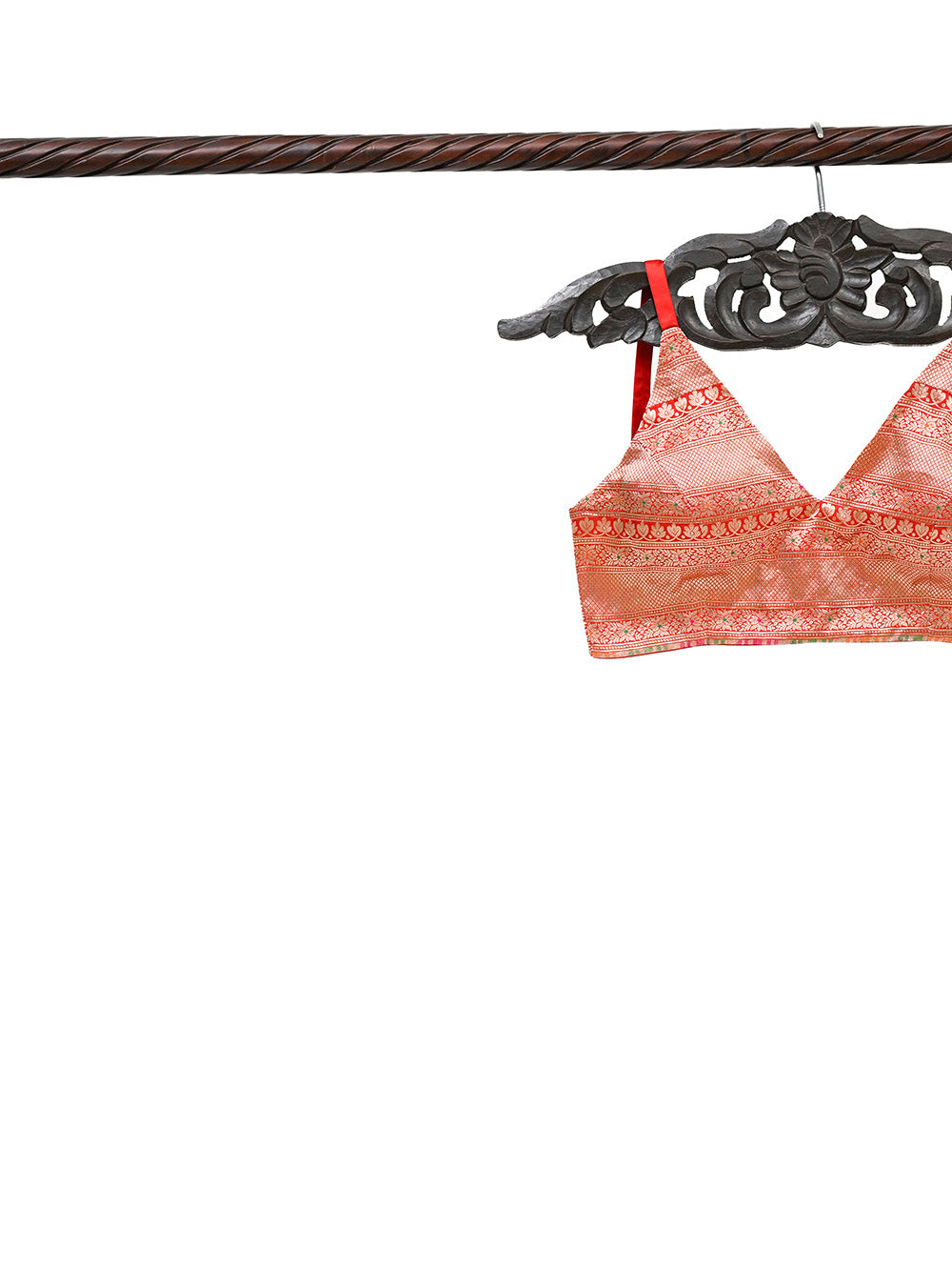 Red Meenakari Uppada Silk Banarasi Ready-Made Blouse - Sacred Weaves