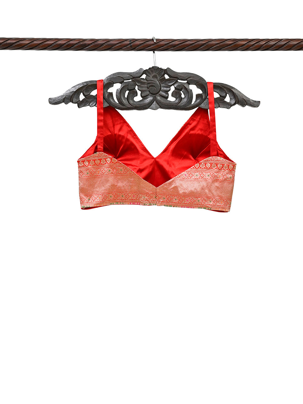Red Meenakari Uppada Silk Banarasi Ready-Made Blouse - Sacred Weaves