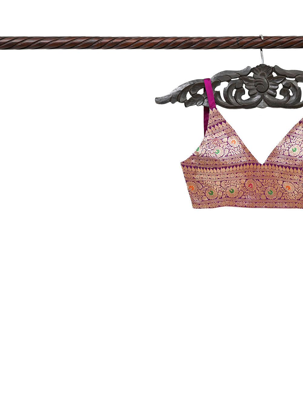 Purple Meenakari Uppada Silk Banarasi Ready-Made Blouse - Sacred Weaves