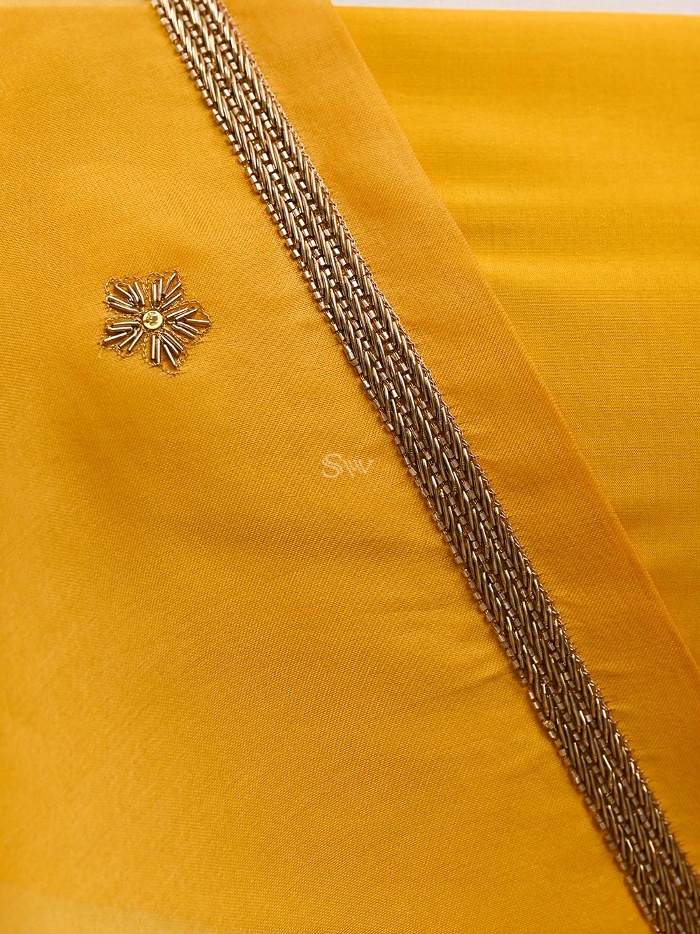 Mustard Meenakari Silk Handloom Banarasi Lehenga - Sacred Weaves