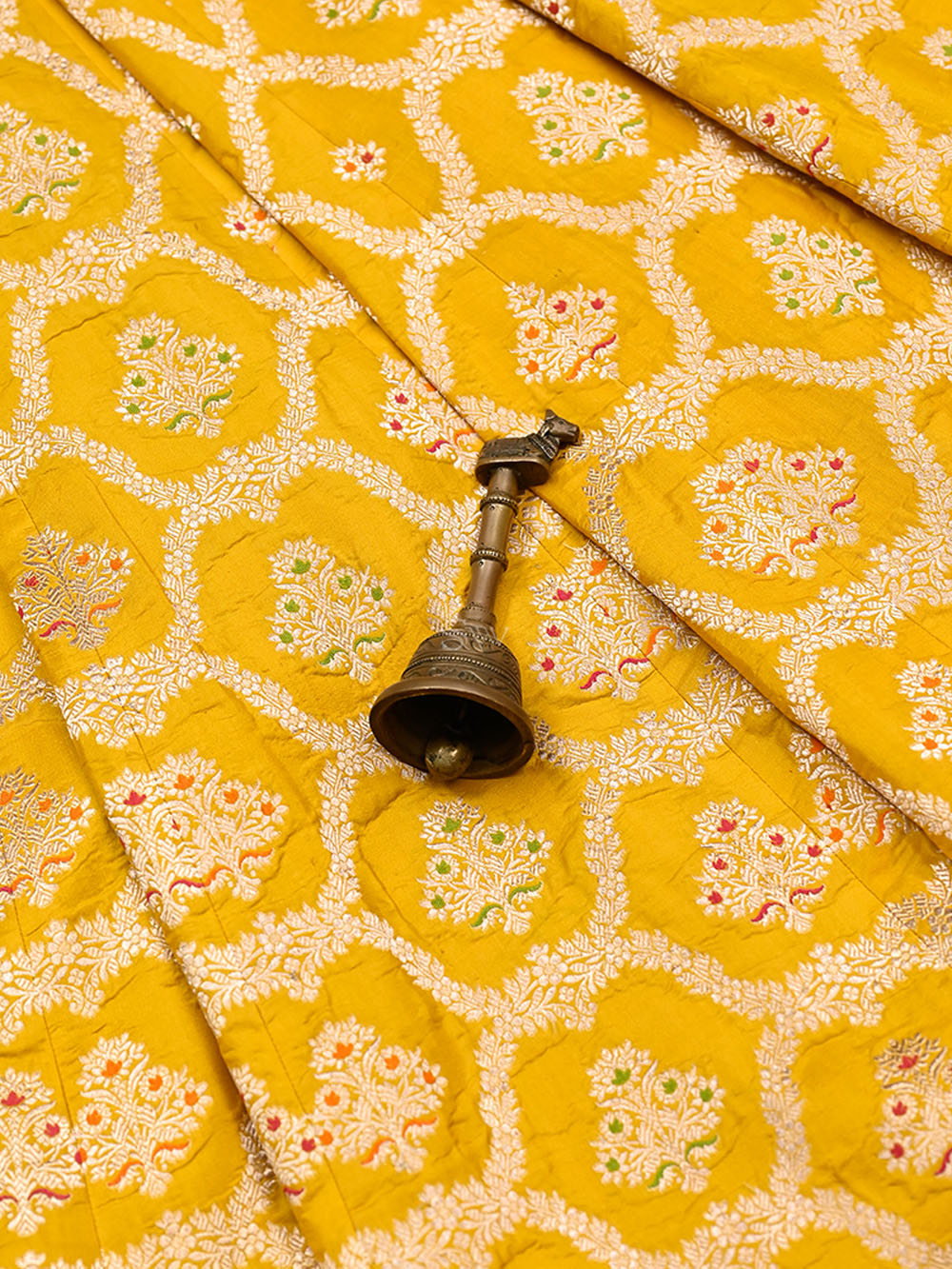 Mustard Meenakari Silk Handloom Banarasi Lehenga