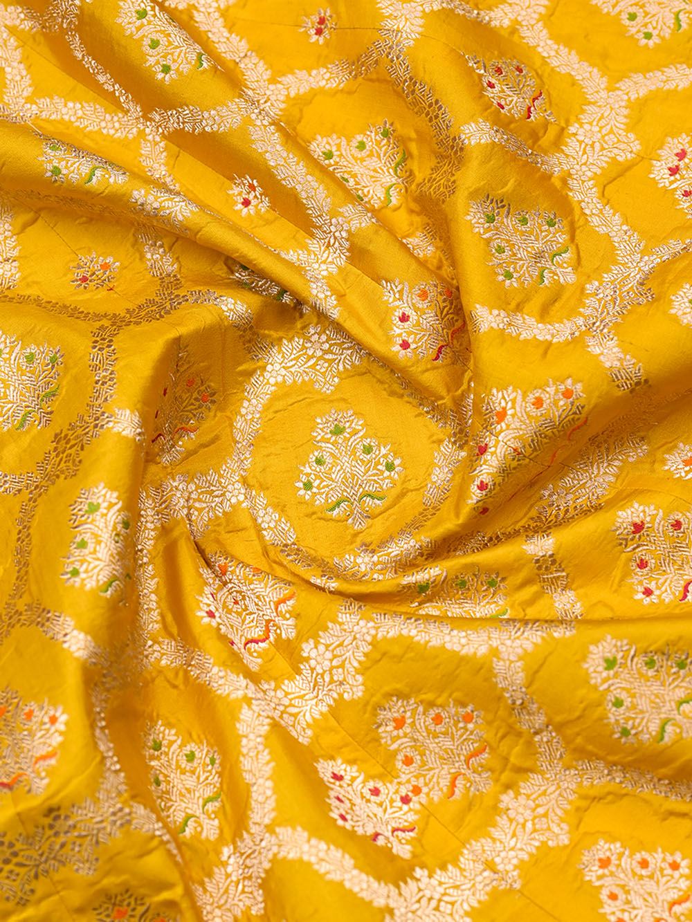 Mustard Meenakari Silk Handloom Banarasi Lehenga