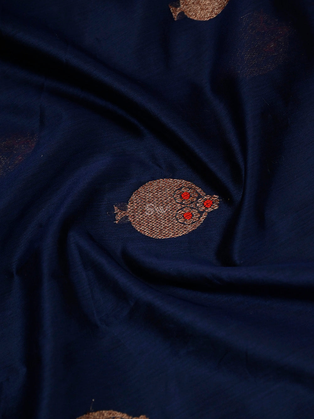 Navy Blue Boota Chanderi Silk Handloom Banarasi Saree - Sacred Weaves