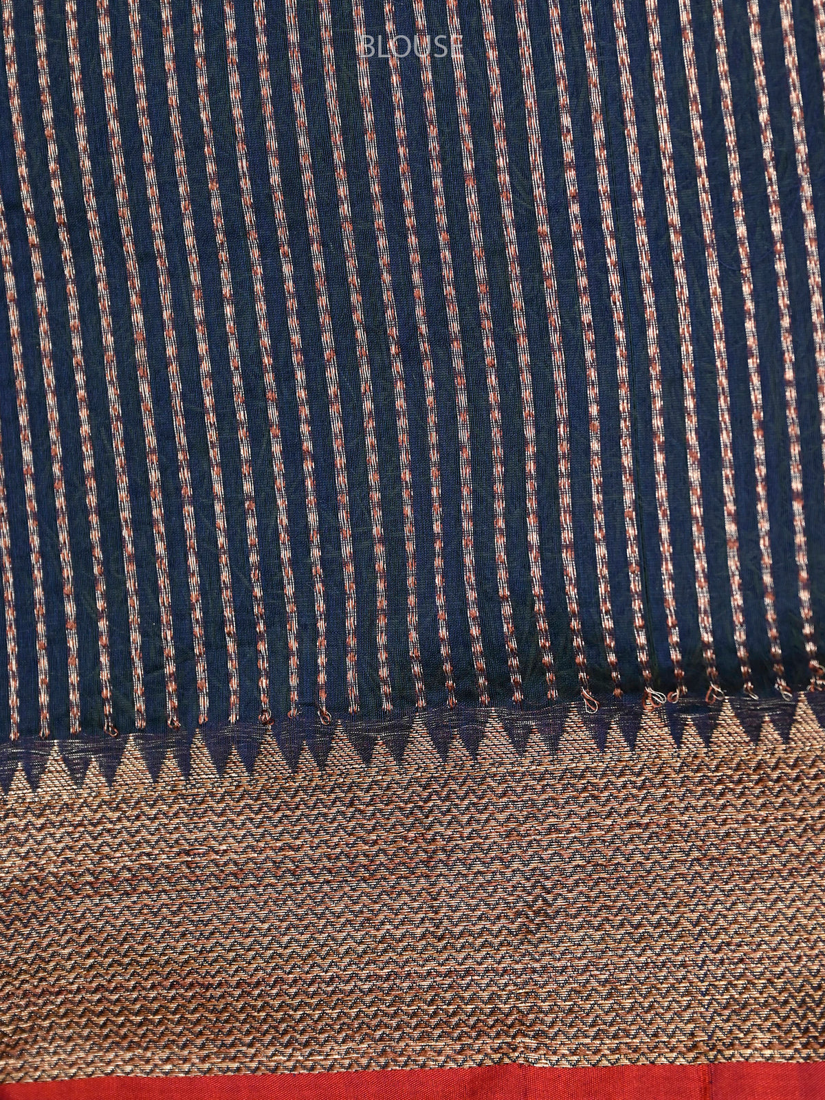 Navy Blue Boota Chanderi Silk Handloom Banarasi Saree - Sacred Weaves
