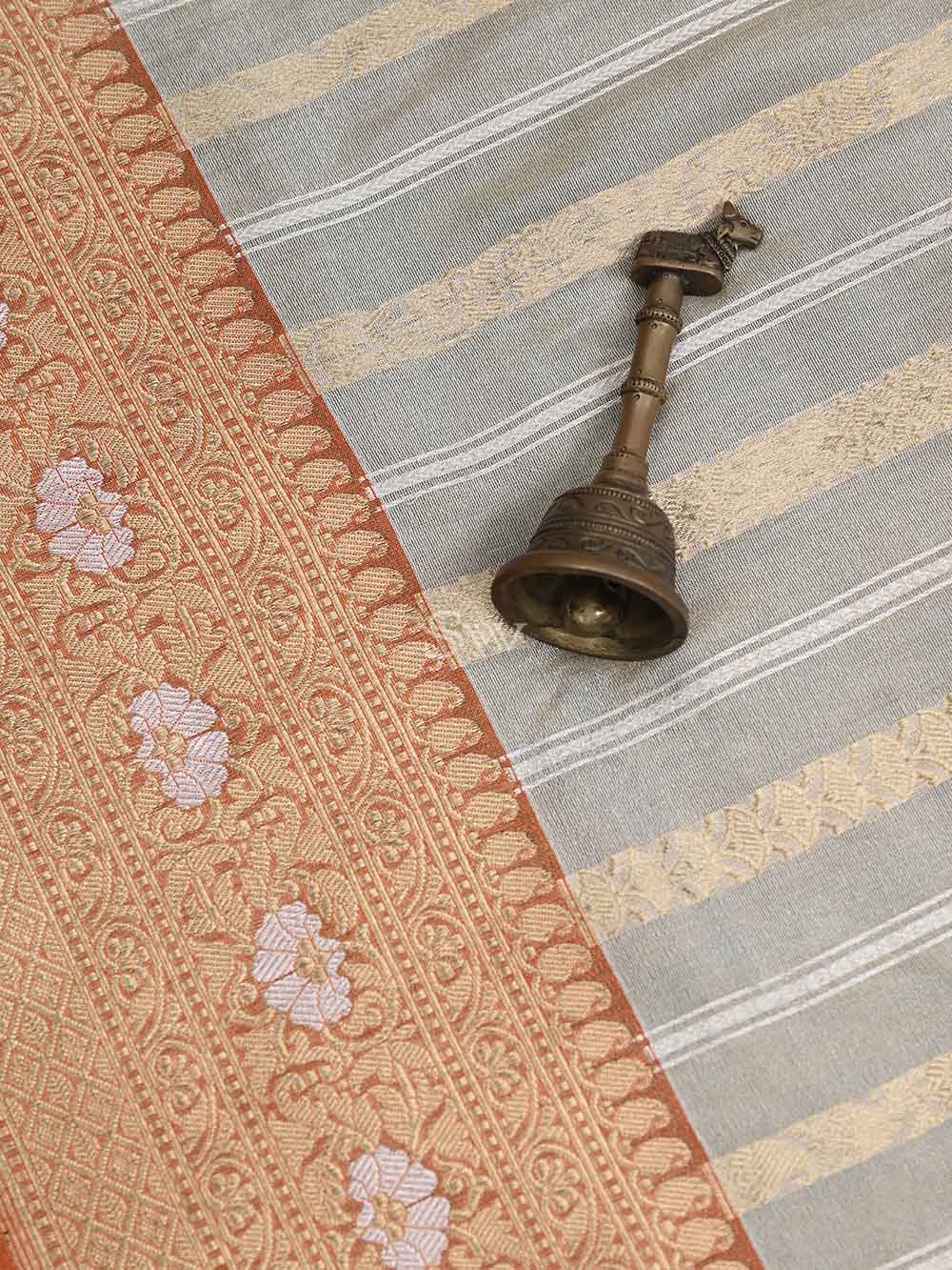 Cream Gold Katan Silk Tissue Handloom Banarasi Saree - Sacred Weaves