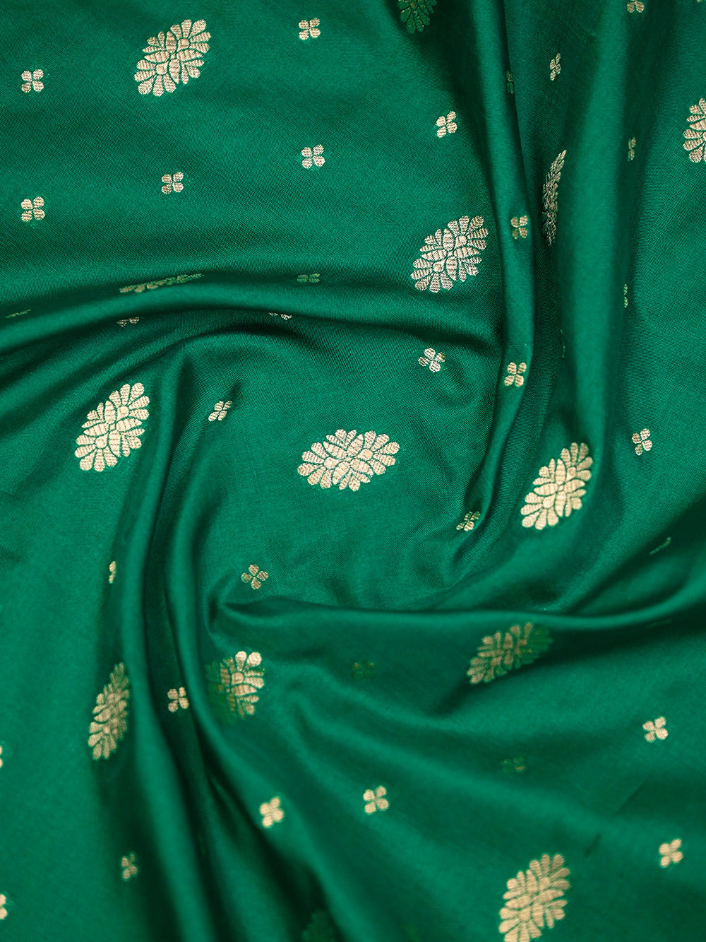 Dark Green Konia Katan Silk Handloom Banarasi Saree