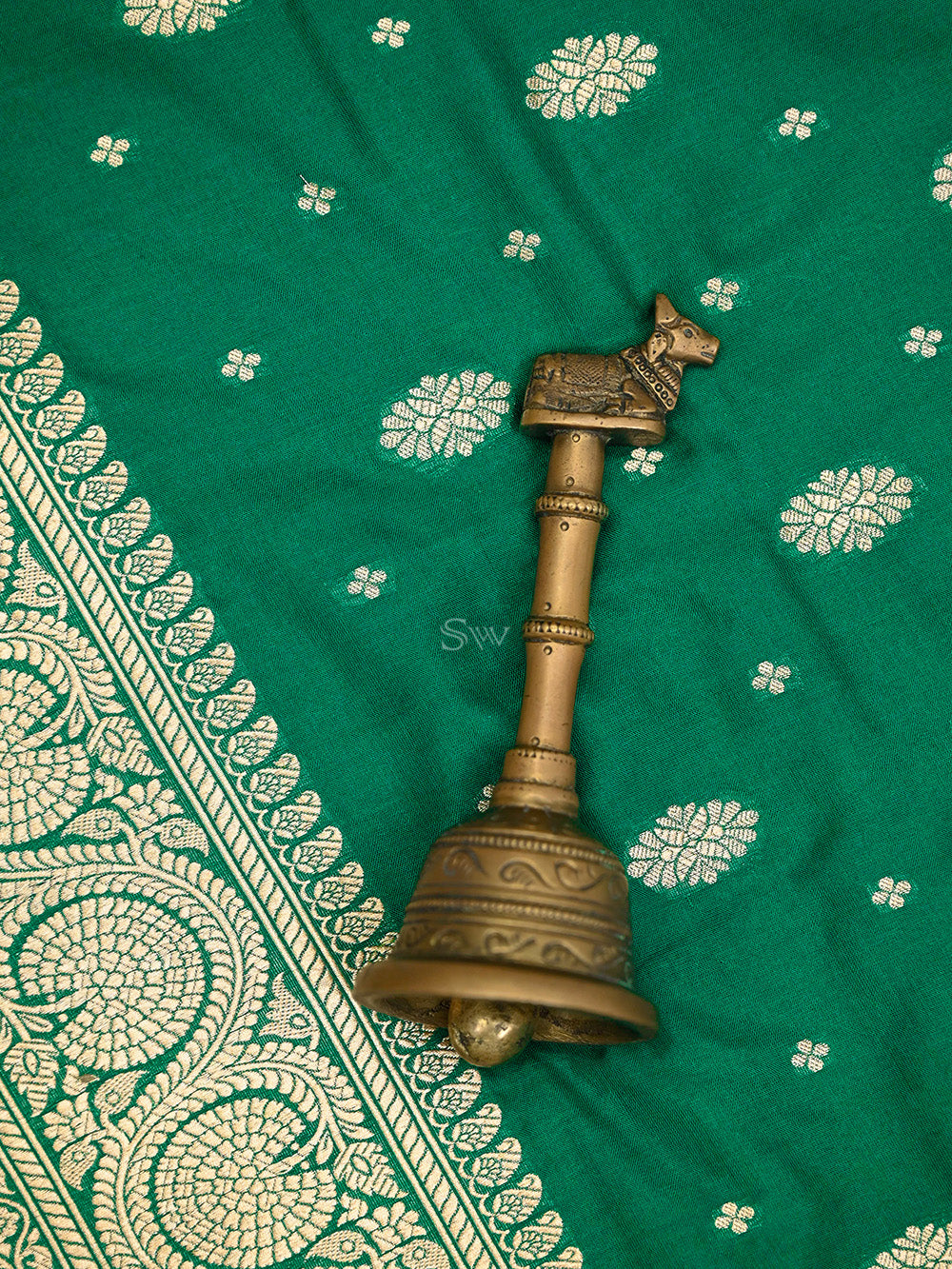 Dark Green Konia Katan Silk Handloom Banarasi Saree