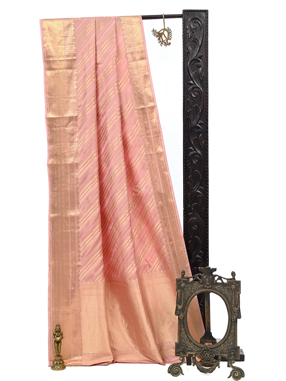 Dusky Pink Katan Silk Handloom Banarasi Saree