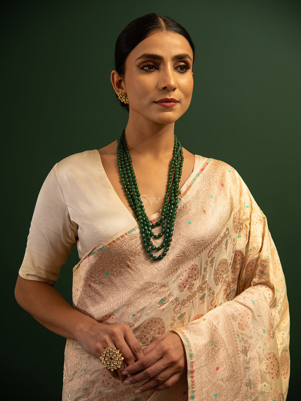 Beige Meenakari Uppada Katan Silk Handloom Banarasi Saree - Sacred Weaves