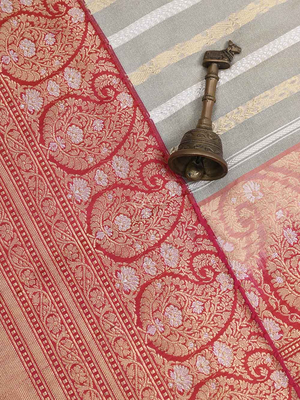 Cream Gold Katan Silk Tissue Handloom Banarasi Saree - Sacred Weaves