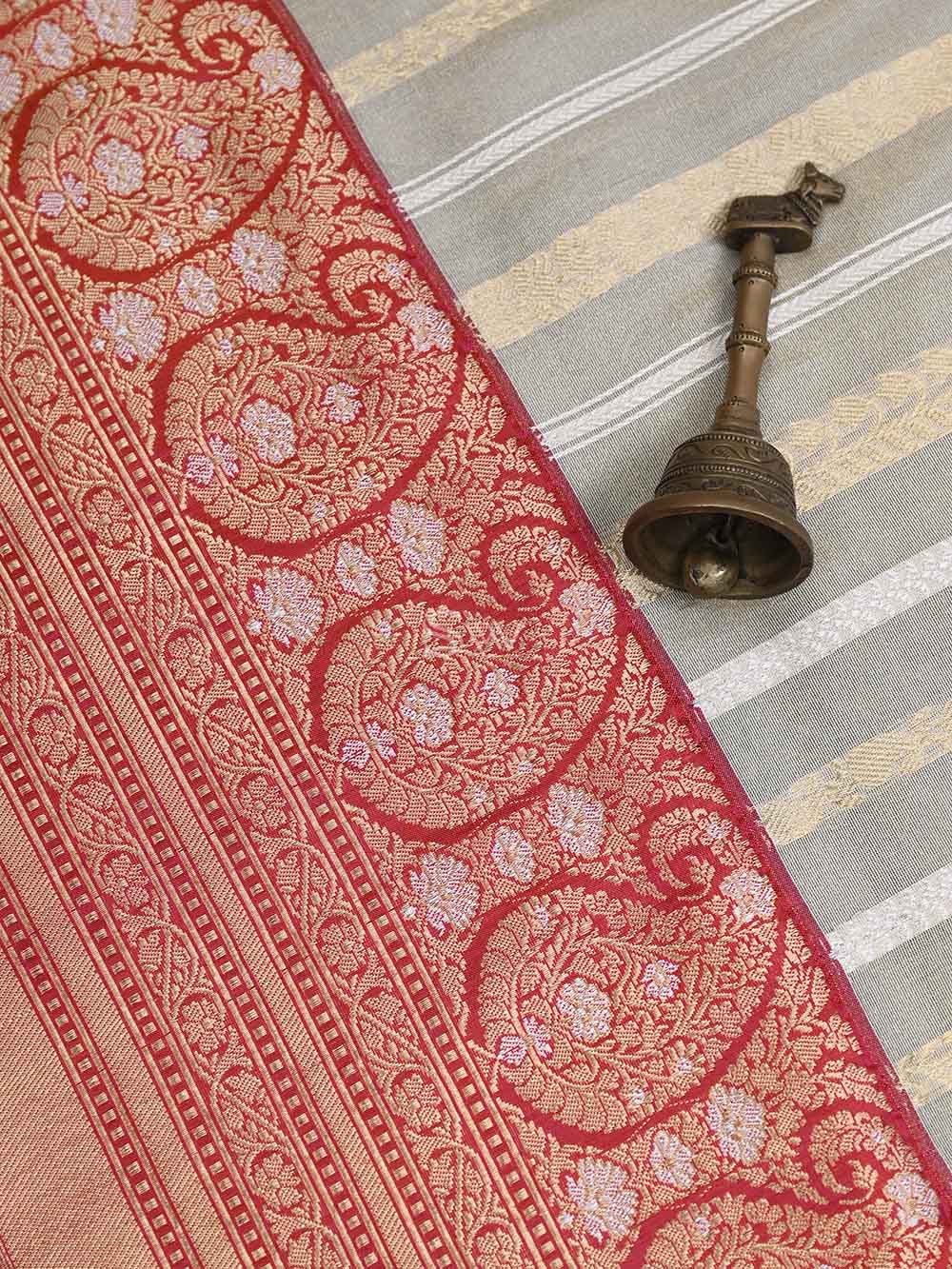 Cream Gold Katan Silk Tissue Handloom Banarasi Saree - Sacred Weaves