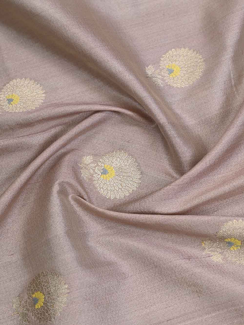 Mauve Meenakari Boota Tussar Silk Handloom Banarasi Saree - Sacred Weaves