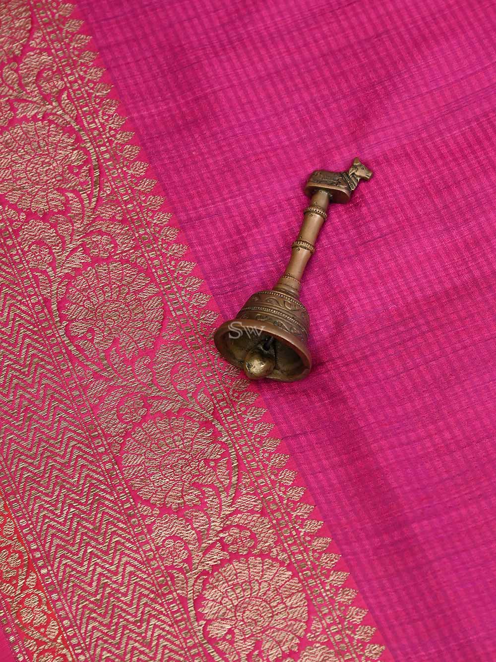 Magenta Konia Dupion Silk Handloom Banarasi Saree - Sacred Weaves