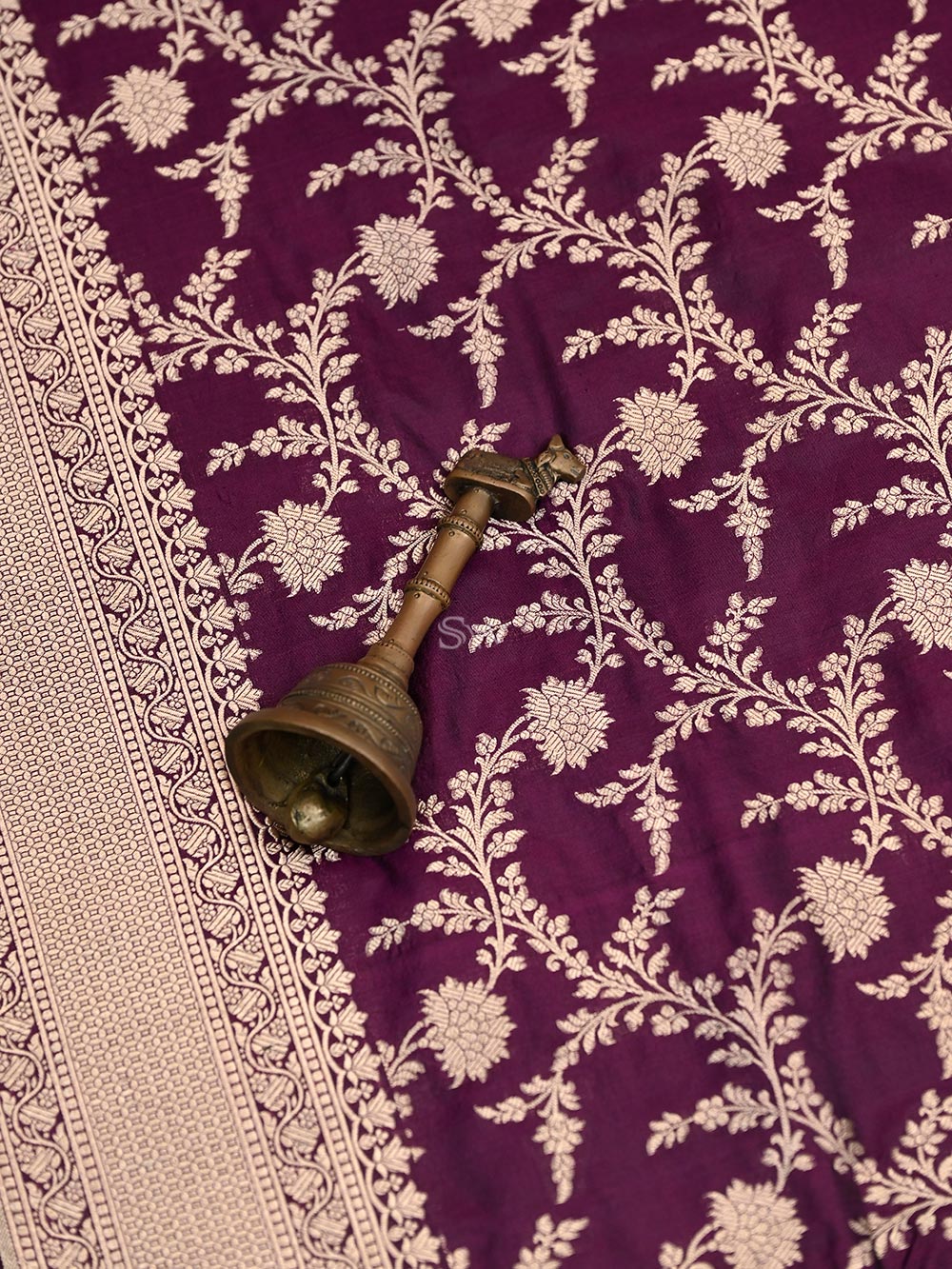 Dark Purple Uppada Katan Silk Handloom Banarasi Saree - Sacred Weaves