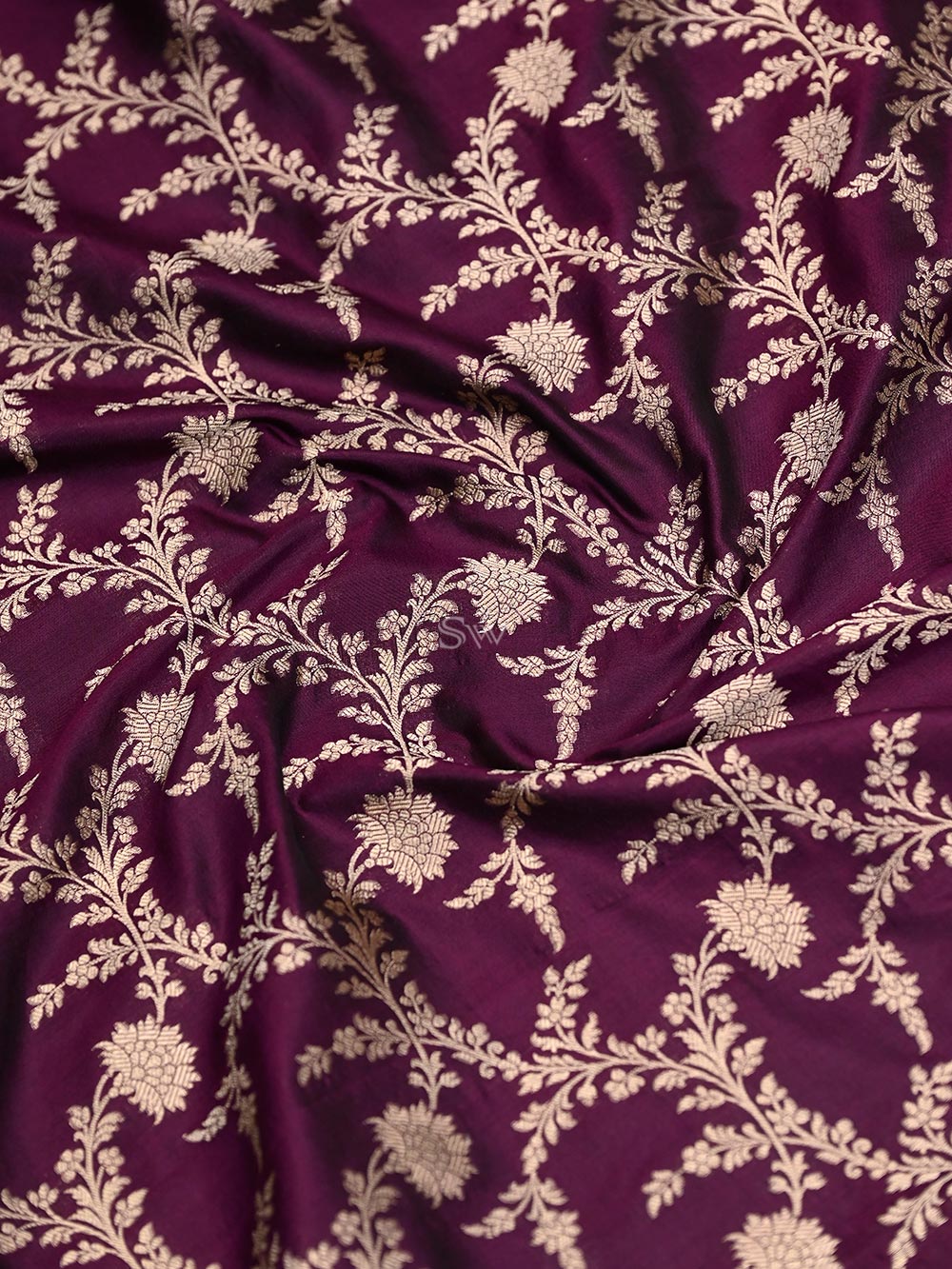 Dark Purple Uppada Katan Silk Handloom Banarasi Saree - Sacred Weaves
