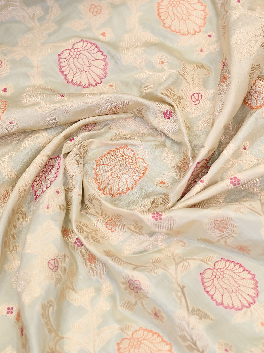 Beige Meenakari Uppada Katan Silk Handloom Banarasi Saree - Gift Box - Sacred Weaves
