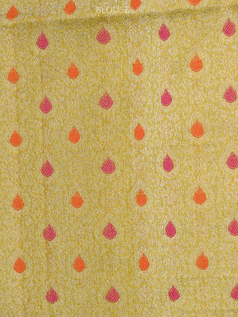 Mustard Meenakari Boota Tussar Silk Handloom Banarasi Saree - Sacred Weaves