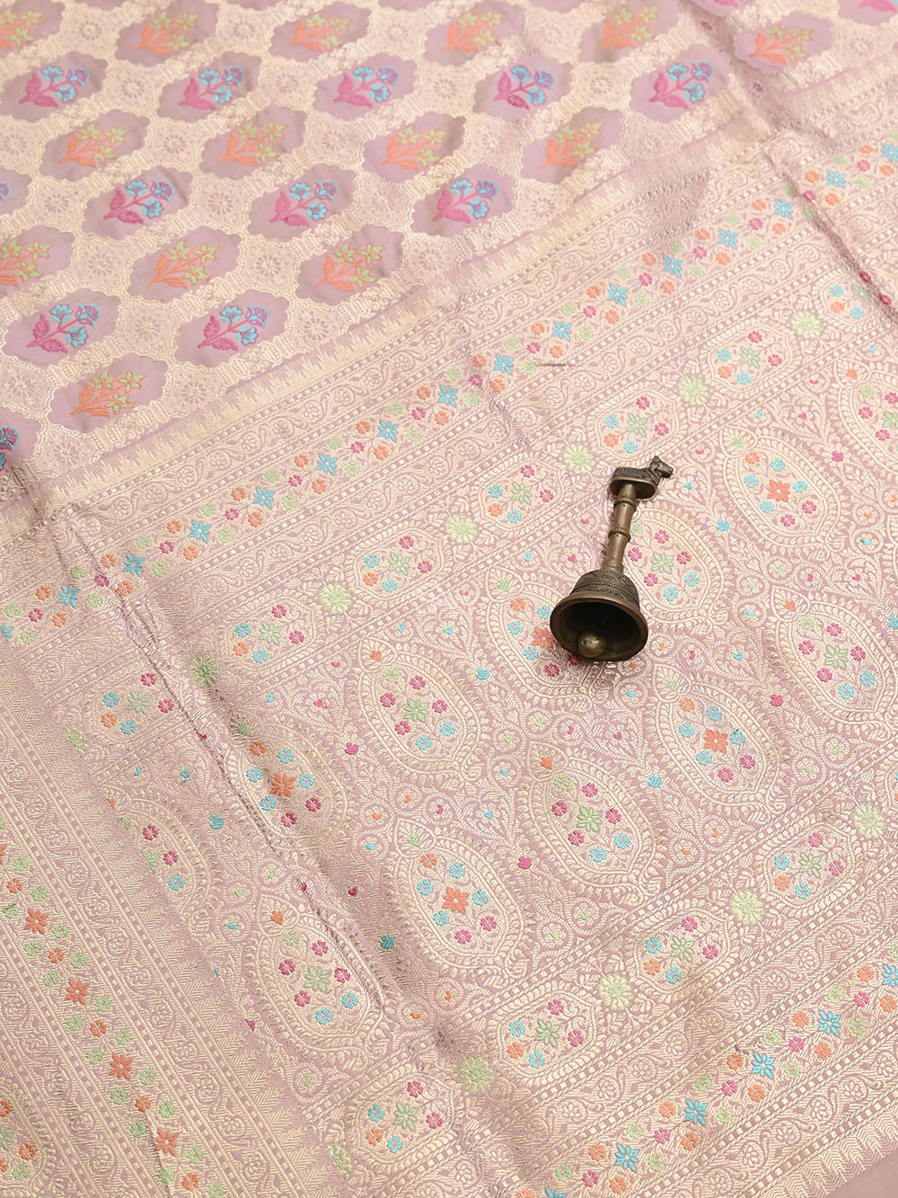 Pastel Pink Meenakari Katan Silk Handloom Banarasi Saree - Sacred Weaves