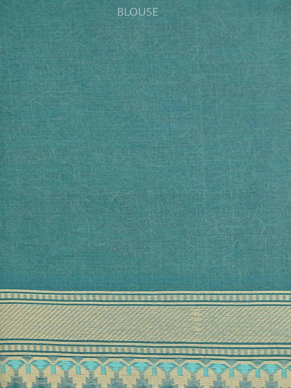 Turquoise Blue Booti Cotton Silk Handloom Banarasi Saree - Sacred Weaves