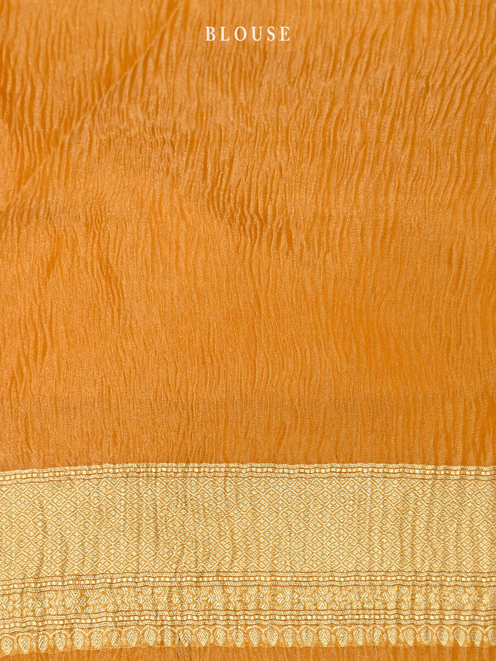 Orange Leheriya Crush Tissue Handloom Banarasi Saree - Sacred Weaves