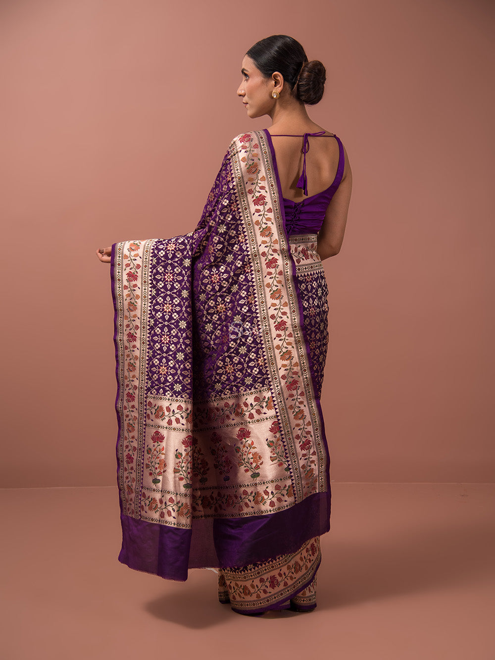 Purple Paithani Meenakari Katan Silk Handloom Banarasi Saree - Sacred Weaves